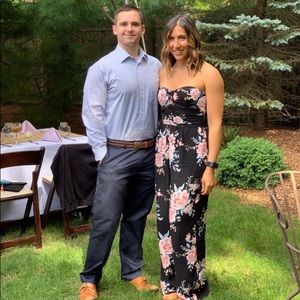 Xhiliration Floral Strapless Jumpsuit